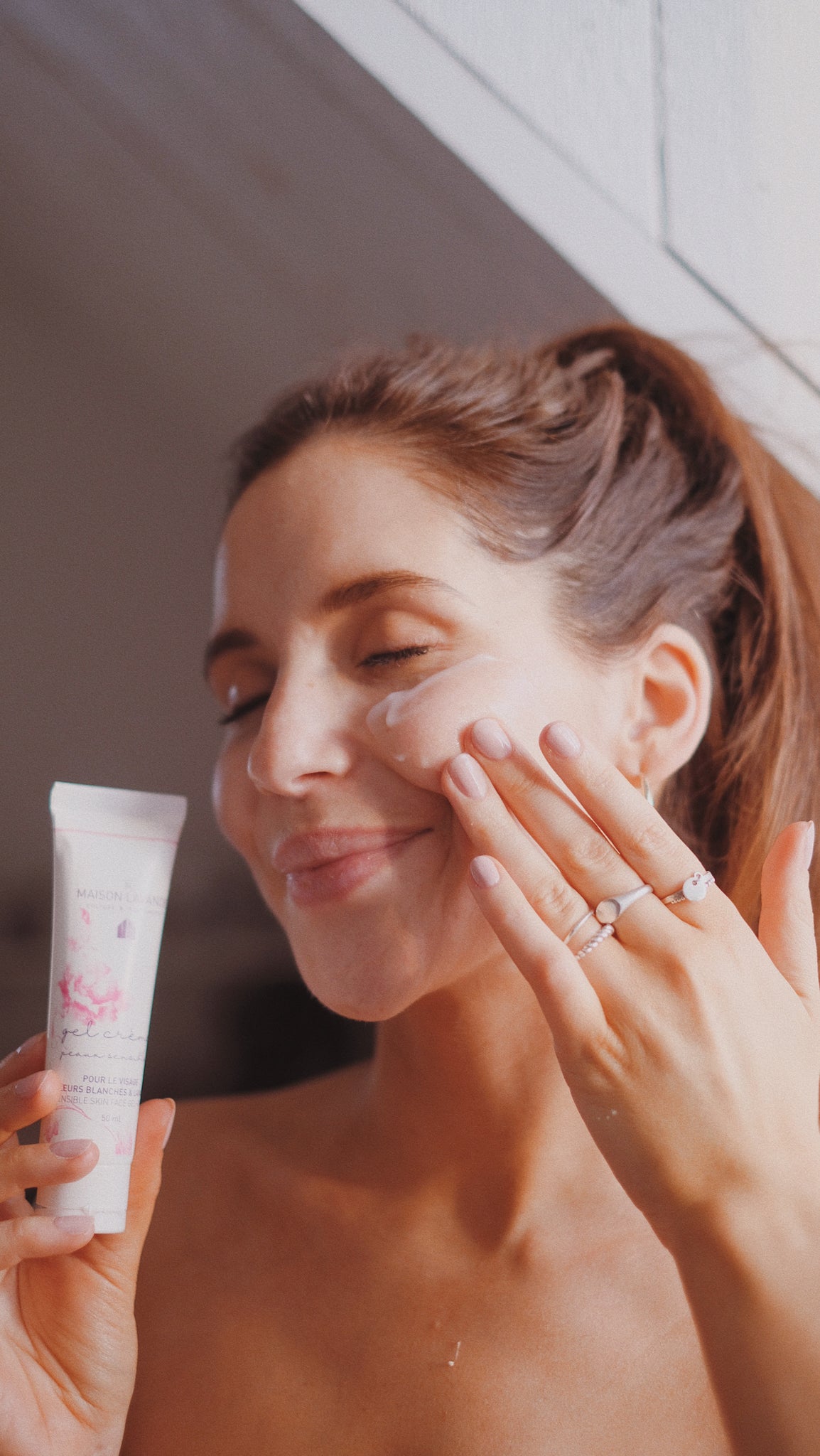 Gel Crème visage peaux sensibles  - Fleurs Blanches & lavande||Sensitive skin face gel-cream | White flowers & Lavender